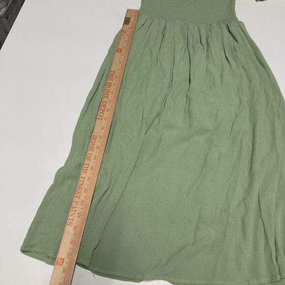 Love Tree Green Slit Front Short Sleeve Smocked Dress Women's Large Boho Peasant - Picture 9 of 11